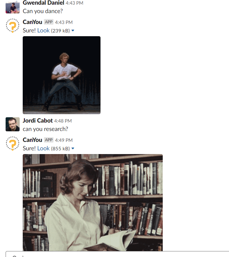 Giphy gifs posted to Slack thanks to our chatbot