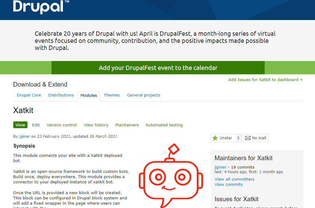 Add a chatbot to your Drupal site with Xatkit