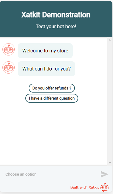 showing a top question in the chatbot