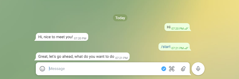 Telegram chatbot example